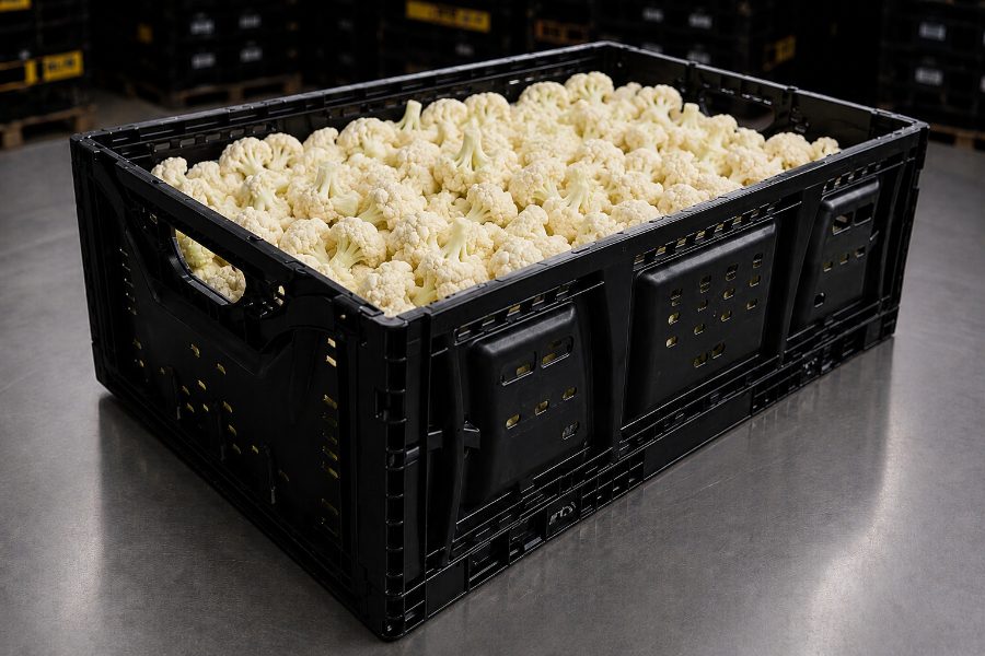 Floretes de coliflor en caja RPC retornable
