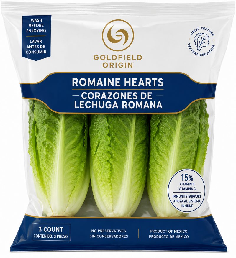 Corazones de lechuga romana, bolsa de 3 piezas